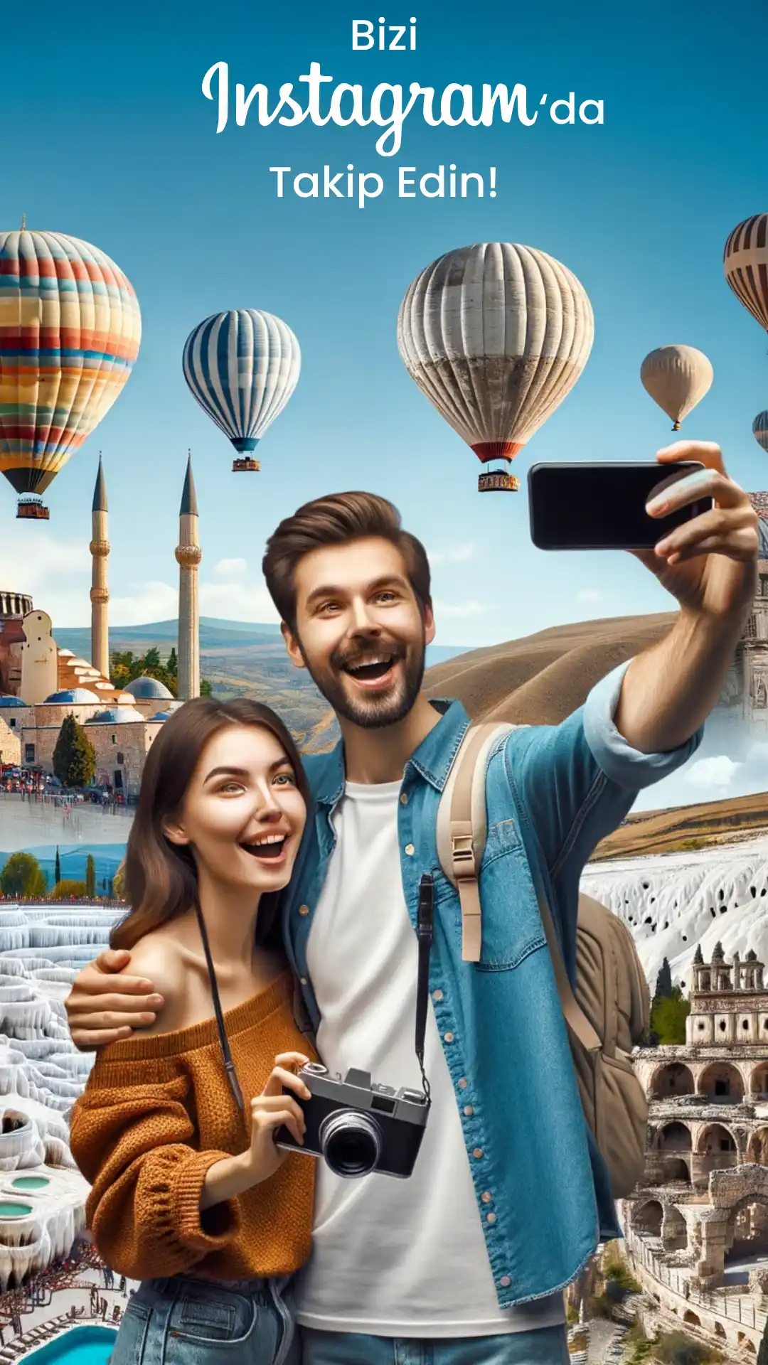 Türkiye Gezisi Yapan Çift Selfie Çekiniyor