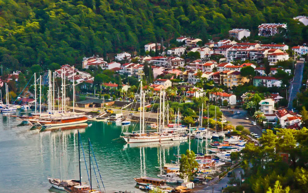 Fethiye Drone Görüntüsü , Tekneler ve Evler