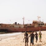 Sierra Leone’de tropik kıyı ve sahil manzarası